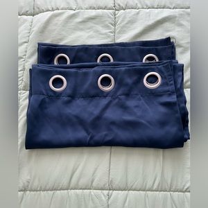Navy Blue Double Sets of Blackout Curtains